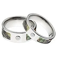 Mossy Oak New Break Up Camo Rings, Camouflage Wedding Ring Set, New Break Up Titanium Camo rings w/