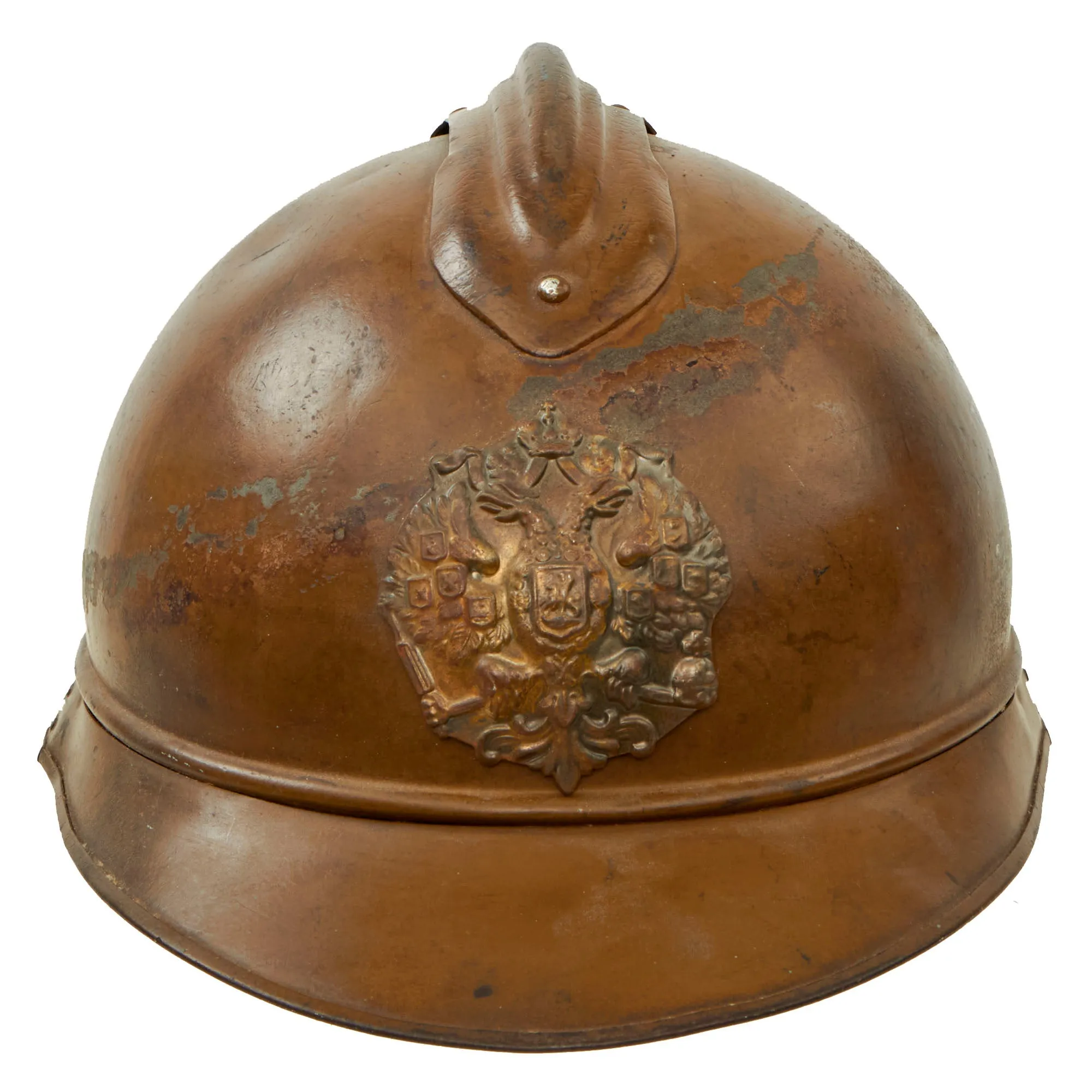 Original Rare Russian WWI 2nd Issue M-1915 French Adrian Helmet with Russian Plate