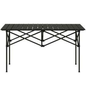 Portable Camping Table, Lightweight Folding Aluminium Picnic Table with Roll Up Top, Carry Bag for Picnic, Hiking, Cooking