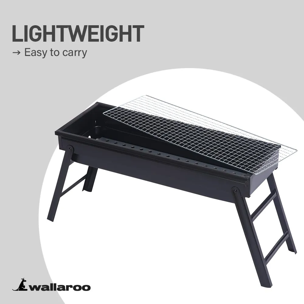 Portable Charcoal BBQ Grill with Foldable Legs, Steel, Wallaroo