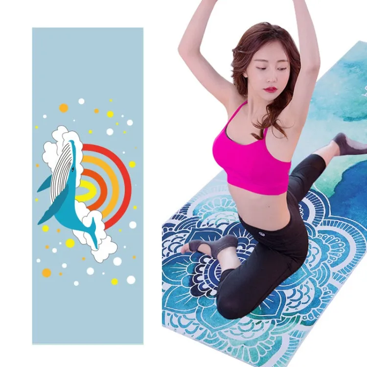 Printed Soft Yoga Mat Non-Slip Yoga Towel, Size: 185 x 65cm(Deep Sea Whale)