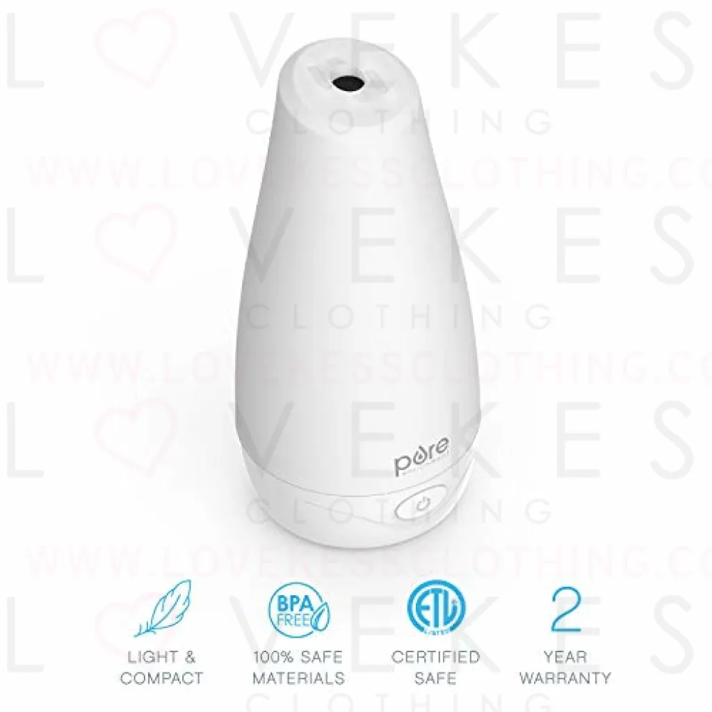 Pure Enrichment® PureSpa™ Essential Oil Diffuser - Compact Ultrasonic Aromatherapy Diffuser, Natural Air Deodorizer, 100ml Water Tank, and Optional Mood Light - Lasts Up to 7 Hours with Auto Shut-Off