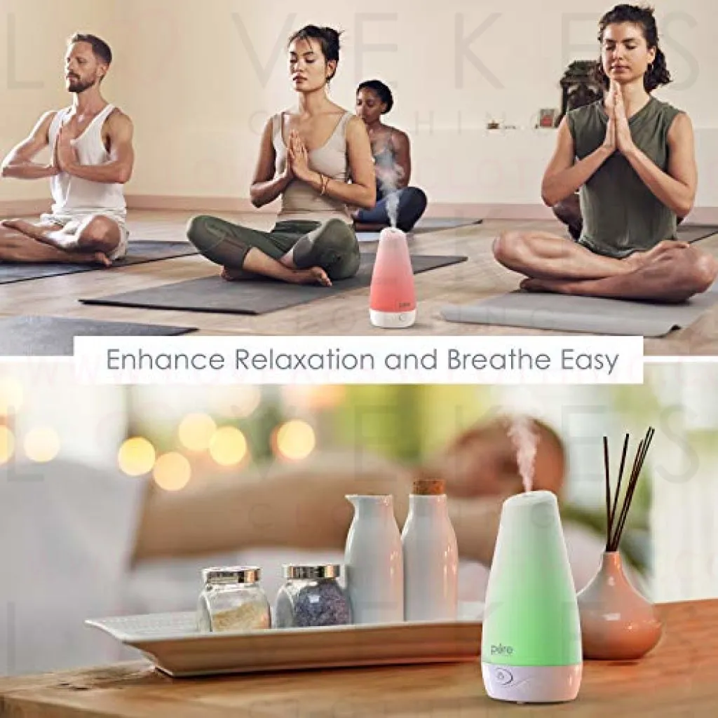 Pure Enrichment® PureSpa™ Essential Oil Diffuser - Compact Ultrasonic Aromatherapy Diffuser, Natural Air Deodorizer, 100ml Water Tank, and Optional Mood Light - Lasts Up to 7 Hours with Auto Shut-Off