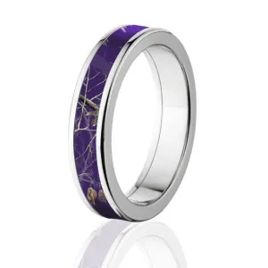 Purple Realtree Camo RIng, Titanium AP Camo Bands, 5MM Comfort Fit