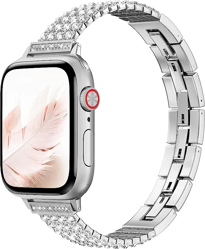 Slim Metal Band for Apple Watch Bling Diamond Rows