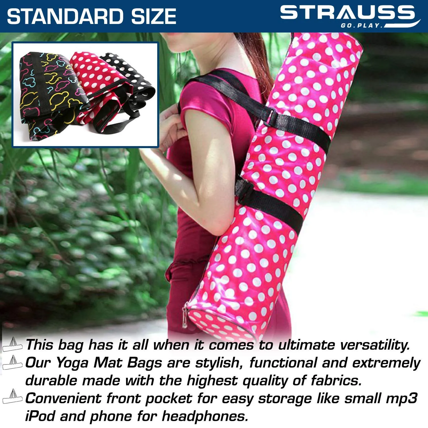 Strauss Yoga Mat 6MM (Floral Orange) and Yoga Mat Strap, (Purple)