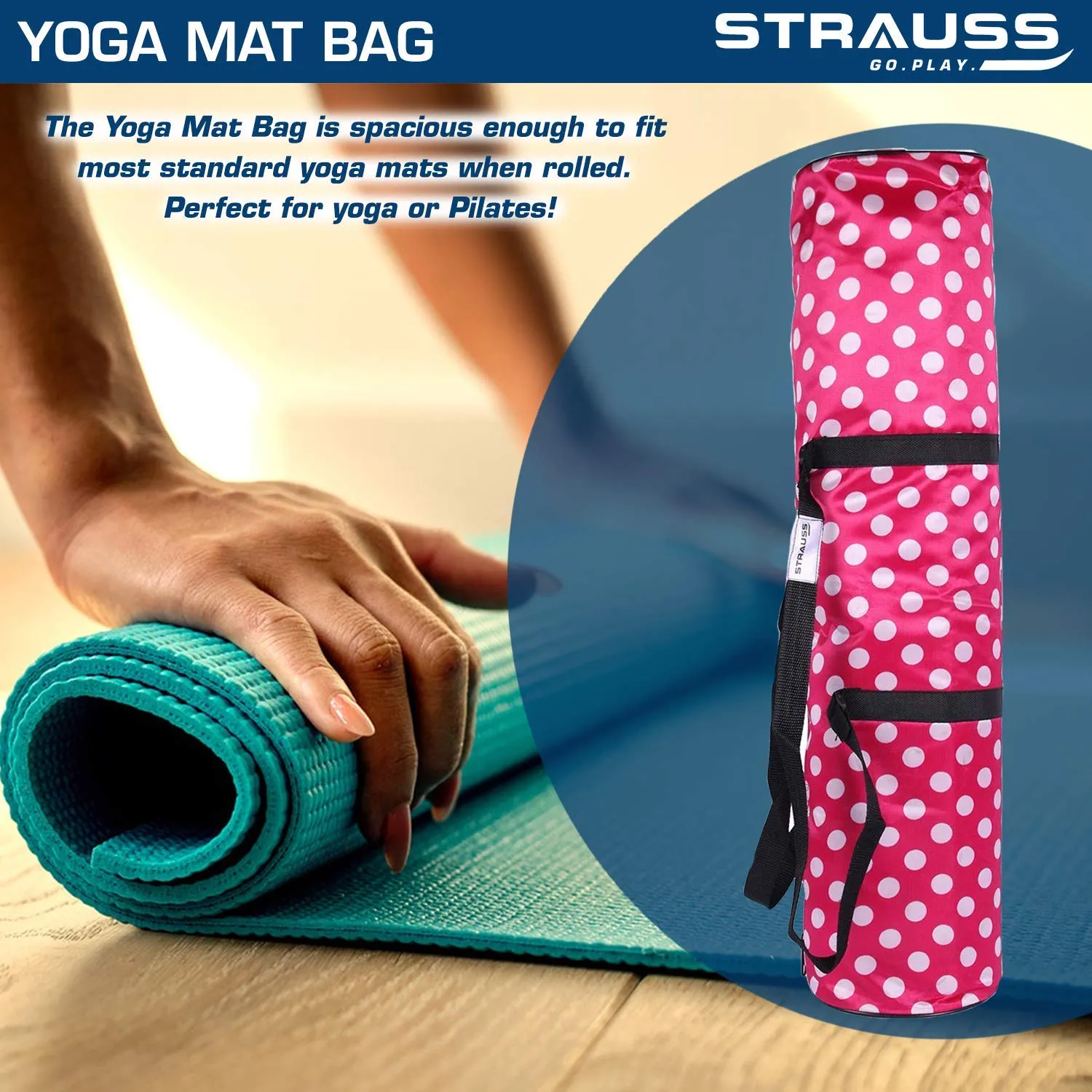 Strauss Yoga Mat 6MM (Floral Orange) and Yoga Mat Strap, (Purple)