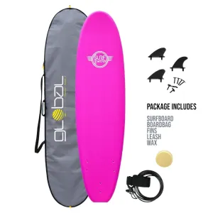 Surfworx Base Mini Mal soft surfboard 7ft 6 Pink Package