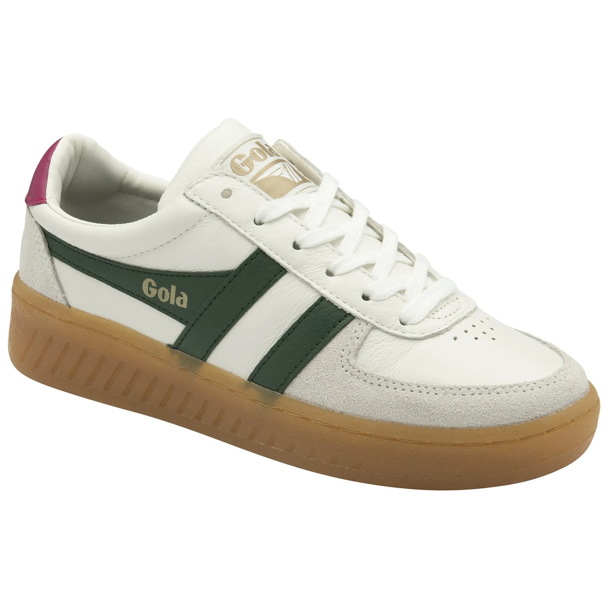 The Grandslam Elite Sneaker - White   Evergreen   Fuchsia   Gum