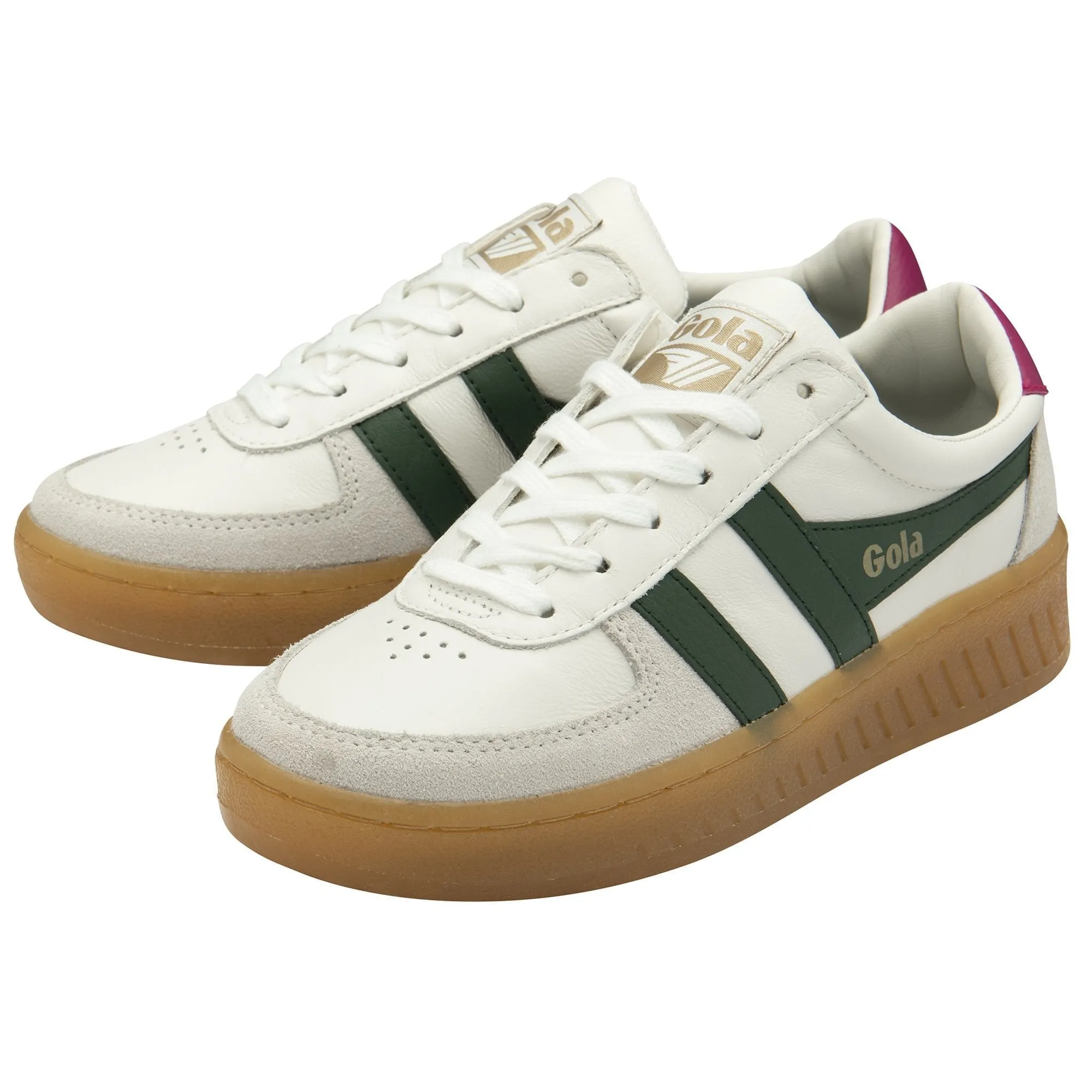 The Grandslam Elite Sneaker - White   Evergreen   Fuchsia   Gum