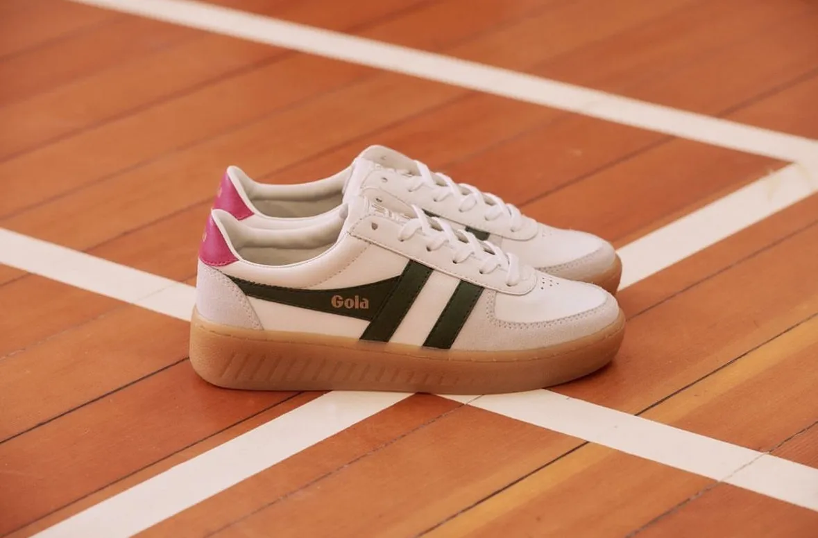 The Grandslam Elite Sneaker - White   Evergreen   Fuchsia   Gum