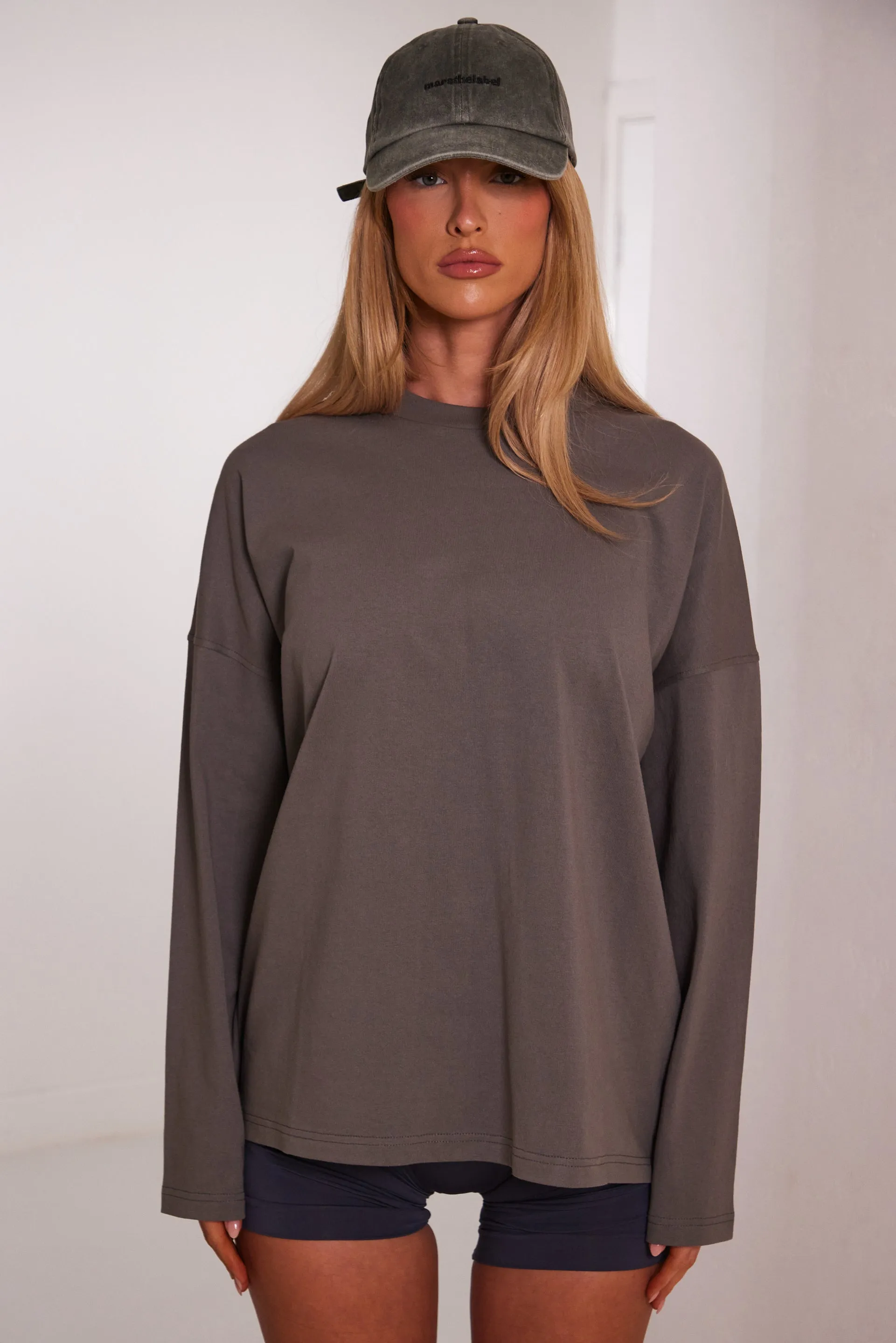 The long sleeve oversized tee - Charcoal