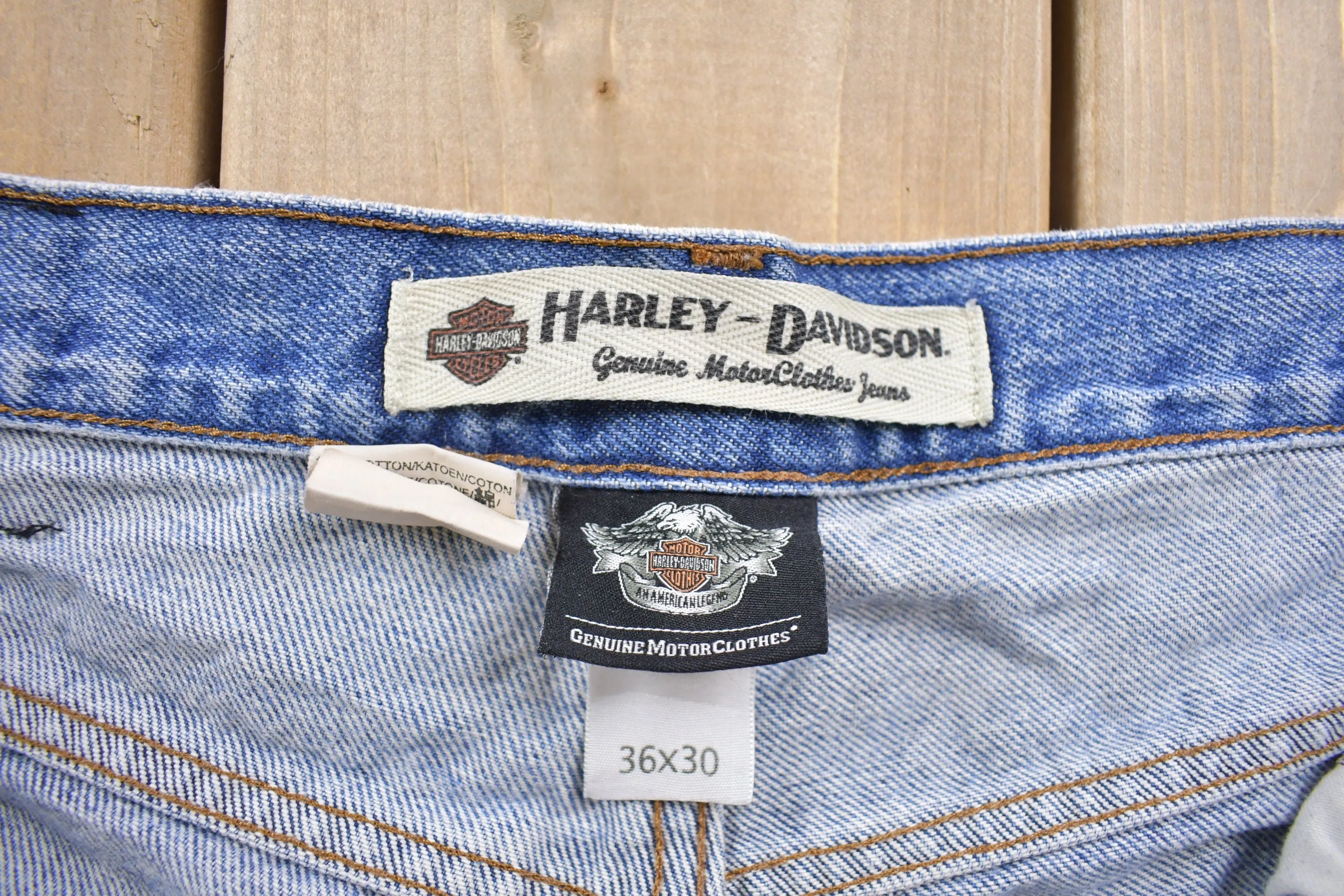 Vintage 1990's Harley Davidson Light Wash Blue Jeans 34 x 27